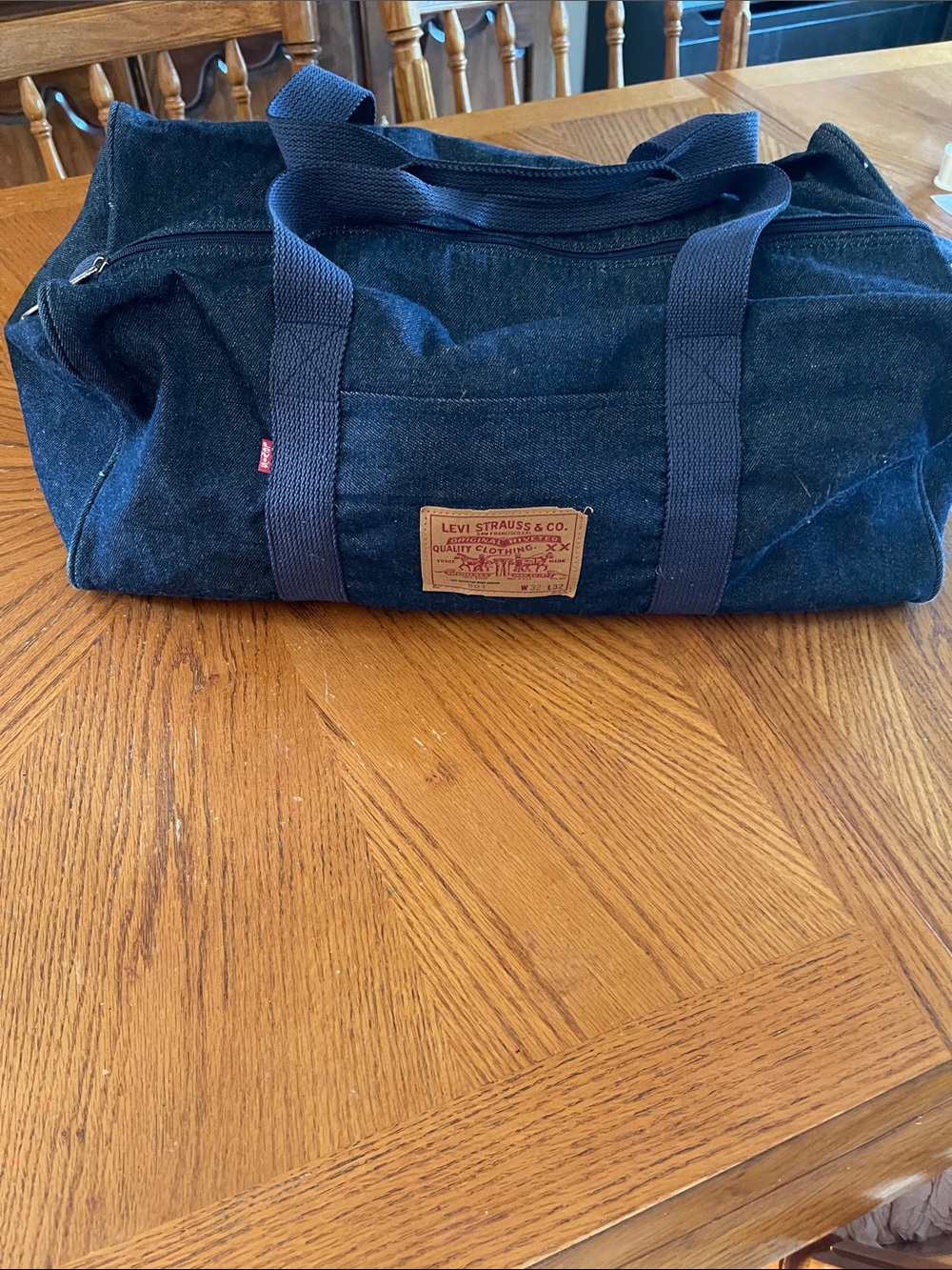 Levi's Dark Blue Canvas Duffel with Navy Straps